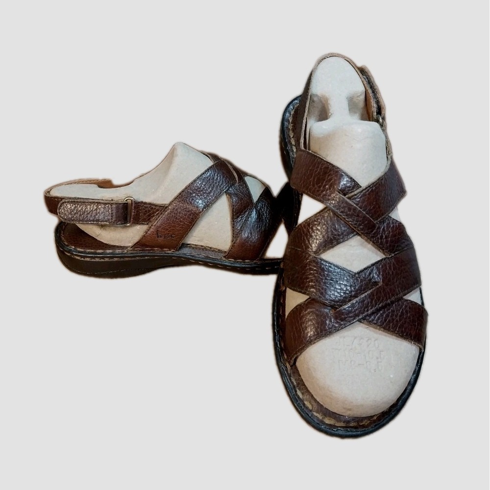 B.O.C Born Summer Sandals Slingback Brown Leather Women's 10M Josette Beach Wear